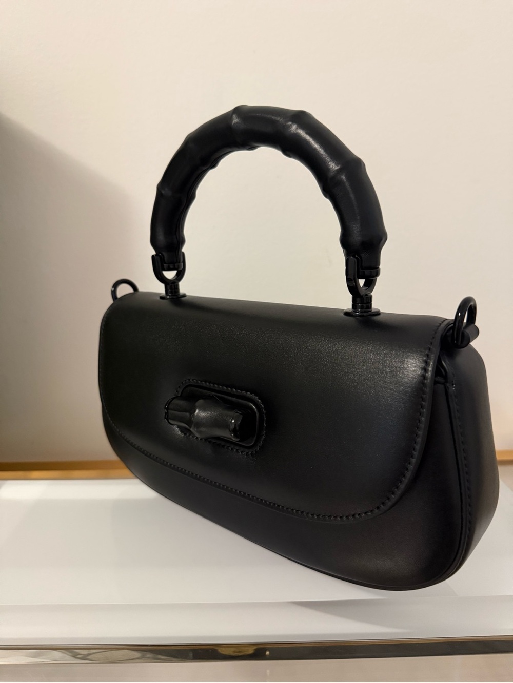 Gucci Bamboo 1947 Diva Small Black Top Handle & Crossbody Bag | New - Picture 9 of 12